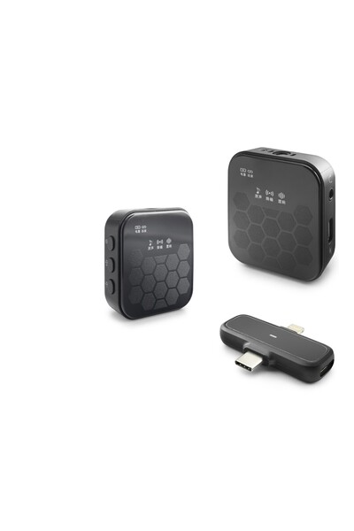 Kablosuz Çiftli Yaka Mikrofon Seti Type-c Lightning Siyah HDX2797
