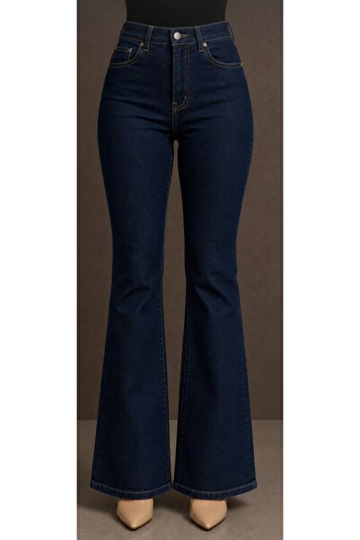 MAKRAS EXCLUSIVE Almira Women's Navy Blue Spanish Flare High Waist Lycra Flar...