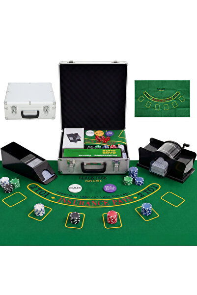 Generic Brand Set de poker: 500 jetoane, zaruri, 2 pachete de cărți, accesori...