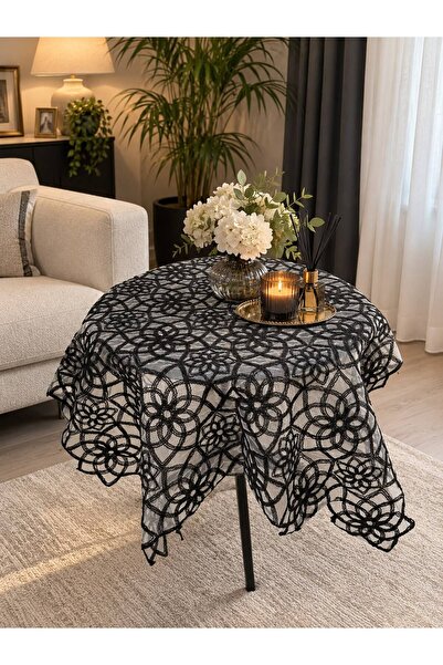 diabella Στρογγυλό Τραπεζομάντιλο Lotus / Τραπεζομάντιλο Fiskos Μαύρο