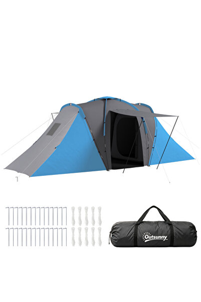 Generic Brand Cort tip tunel – Cort de camping pentru 4 persoane (rezistent l...