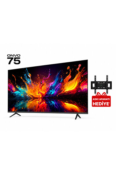 ONVO 75VQ90F3UA 75" QLED TV Duvar Askı Aparatlı