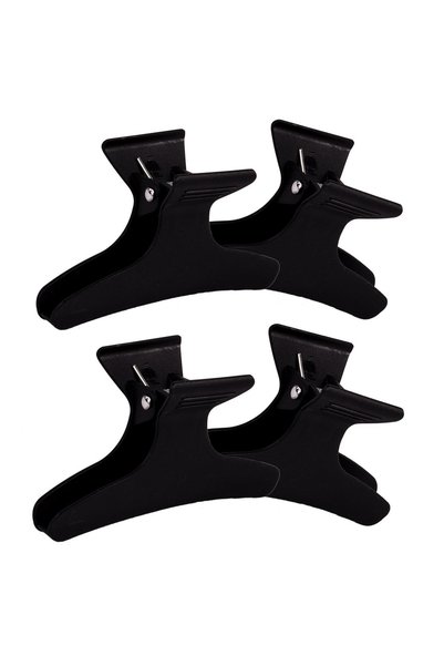 OEM Clipsuri negre de salon pentru păr 8cm - 4 bucăți
