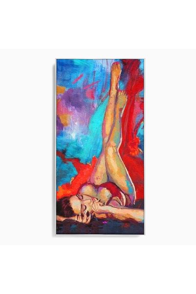 Luxcanva Tablou Canvas Visare In Culori cm cu Rama Argintiu Femeie Abstract R...