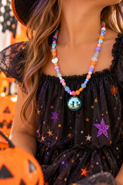 Dükkan Artı Handmade Colorful Beaded Children's Necklace – with Disco Ball De...