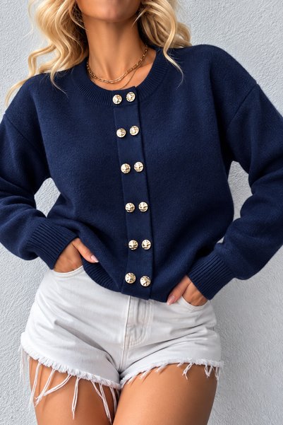MAG STORES Women's Soft Yarn Detailed Buttoned Trendy Knitwear Sweater