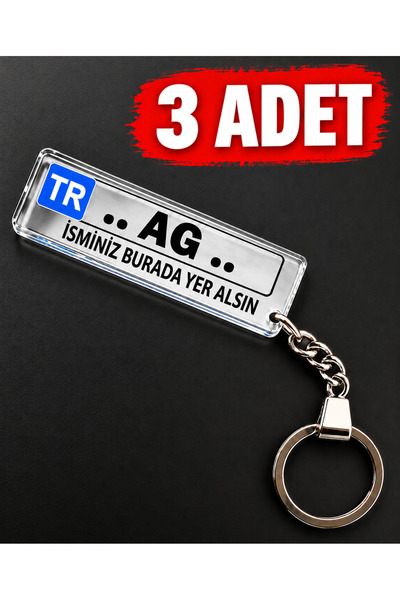 karalar ahşap Kişiye Özel Pleksi Beyaz Plaka Plakalı Anahtarlık Araba Hediyes...