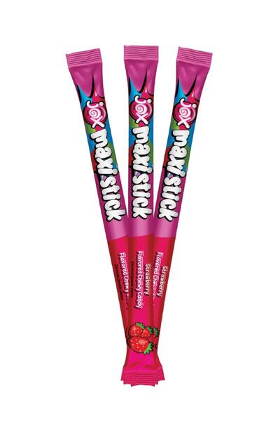 JOX Maxi Stick Bomboane gumate cu aromă de căpșuni – 22 g x 24 bucăți