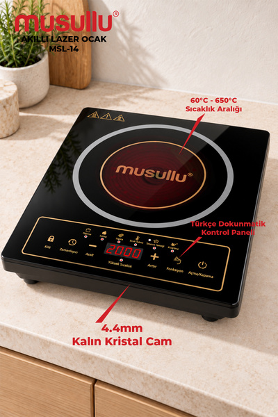 Musullu MSL-14 Akıllı Lazer Ocak 2000W – 60-650°C Ayarlanabilir Sıcaklık, 11 ...