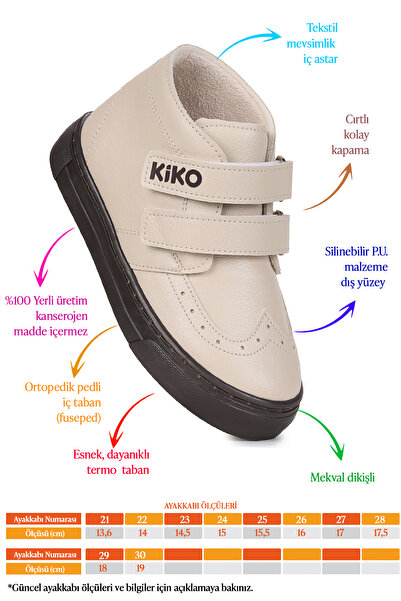 Kiko Kids Shapy Cilt Günlük Cırtlı Erkek Çocuk Bot Ayakkabı