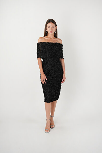 BEYBOS Rochie creion cu detaliu bolero din material textil tridimensional - N...