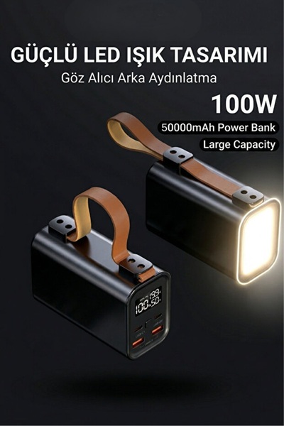 Mmctech 50.000mAh Powerbank PD100W Hızlı Şarj El Fenerli