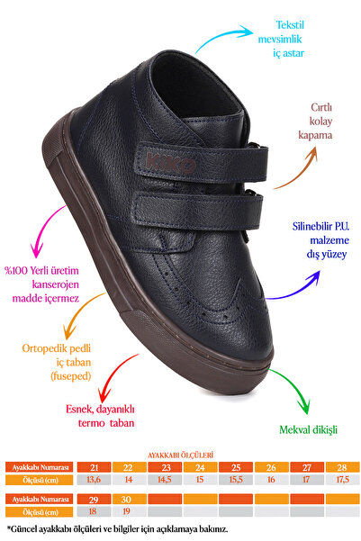 Kiko Kids Shapy Cilt Günlük Cırtlı Erkek Çocuk Bot Ayakkabı