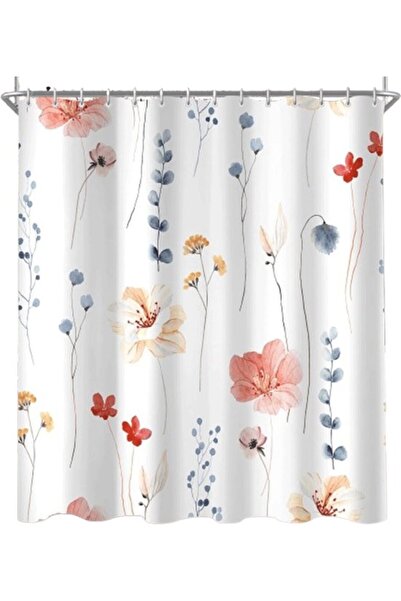 Morvena Picks Perdea de duș florală roșie, 180x200 cm, lavabilă, anti-mucegai...