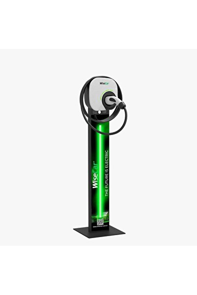 WiseCar WTL Standlı 22 kW Akıllı Elektrikli Araç Şarj Cihazı - Siyah Kartsız Ledsiz 8 Metre