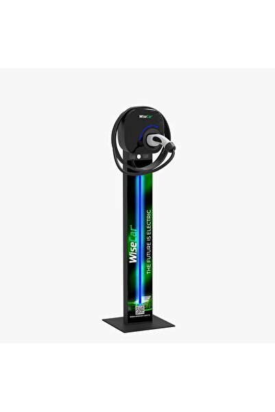 WiseCar WTL Standlı 22 kW Akıllı Elektrikli Araç Şarj Cihazı - Siyah Kartlı Ledsiz 8 Metre