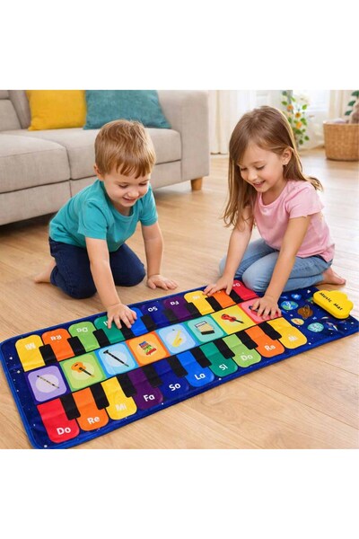 SOLLUXE Covoraș muzical interactiv tip pian pentru copii, 8 instrumente și 10 melodii, 126 × 46 cm