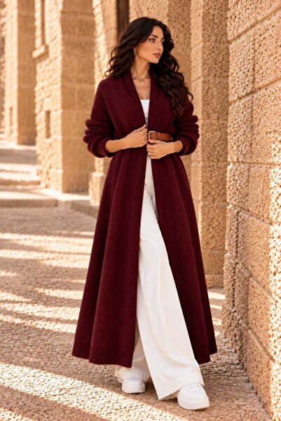 newmisal Women's Oversize Long Mulberry Alya Cardigan