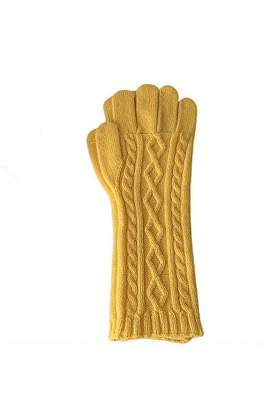 Morvena Picks Mănuși lungi tricotate cu torsade, touchscreen, cu cinci degete...