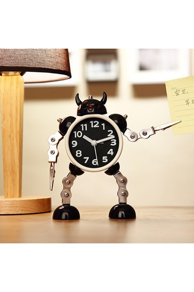 Morvena Picks Ceas deșteptător robot modern pentru copii - ceas analogic sile...