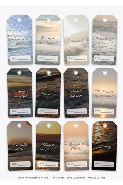 OEM Retirement Party Gift Tags Set, 12 Die-cut Pieces, 250g Cardboard, A4