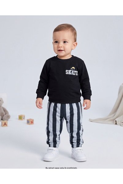 Egelite Boy's 1-2-3-4 Years Old Seasonal 2-Thread Stylish Set with Striped Pants