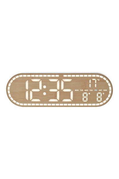Morvena Picks Ceas de perete digital cu iluminare LED, afișaj temperatură și ...
