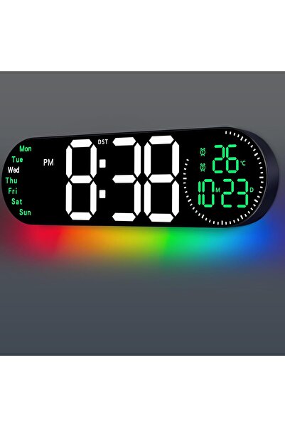 Morvena Picks Ceas digital de perete mare de 17,2 inch, cu telecomandă în 9 c...