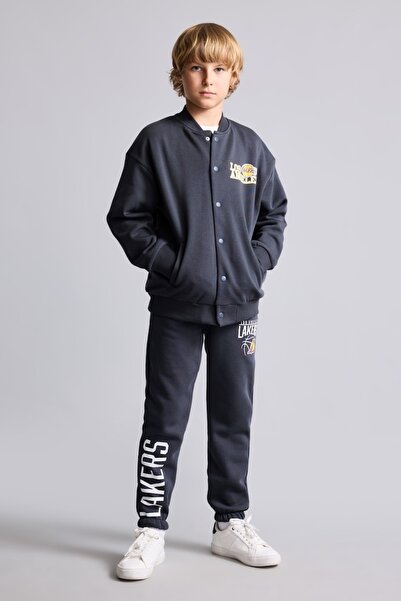 DeFacto NBA Los Angeles Lakers Sırt Baskılı Bisiklet Yaka Çıtçıtlı Sweatshirt...