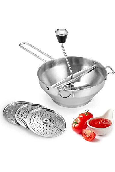 Morvena Picks Tocător manual de alimente, din oțel inoxidabil, 3 discuri de m...