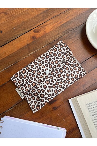 Sumicorn Design Leopar Desenli Yıkanabilir Çıtçıtlı Ped Çantası, Mini Cüzdan,...