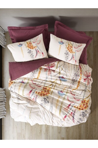 Cotton Box Flos burgundy double duvet cover set