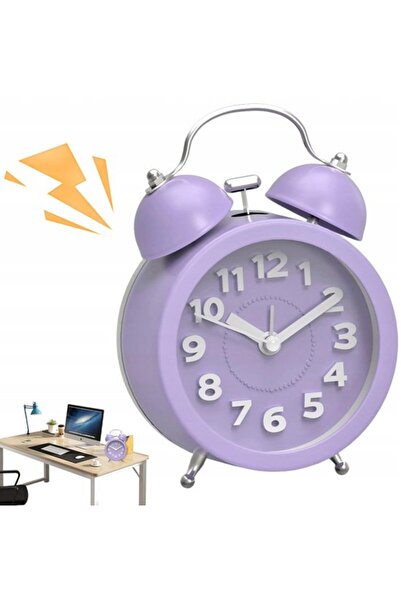Morvena Picks Ceas deșteptător digital metalic 3D de 3 inci, cu cadran violet...