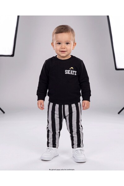Ege Bebek Boy's 1-2-3-4 Years Old Seasonal 2-Thread Stylish Set with Striped ...