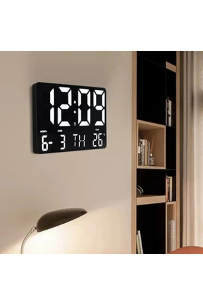 Morvena Picks Ceas digital LED de perete, cu senzor de temperatură, afișare t...