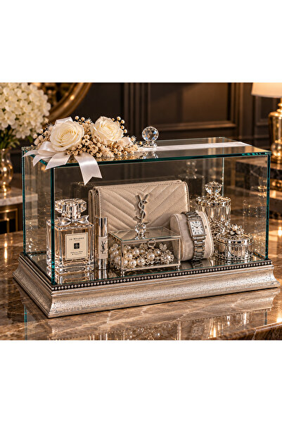 AYZ HOME Glass Dowry Bundle Box 35X20X20 cm – Decorative Glass Display Box wi...