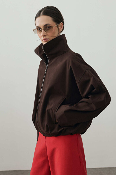 Fahhar Metal Zipper Jacket Bitter Brown