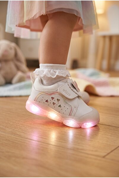Vicco Işıklı Ortopedik Mevsimlik Cırt Cırtlı Kız Bebek İlk Adım Sneaker Ayakkabı
