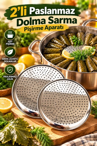 House Bird 2'li Paslanmaz Çelik Dolma Sarma Pişirme Aparatı Delikli Tencere İ...