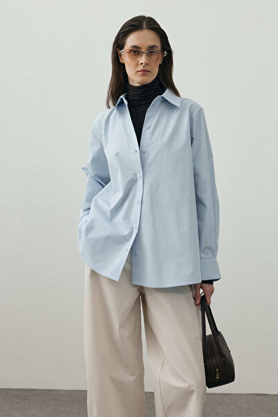 Fahhar Basic Plain Shirt Ice Blue