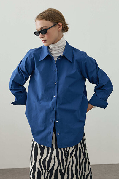 Fahhar Basic Plain Shirt Deep Blue