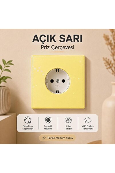 3D Baskı Priz Çerçevesi – Açık Sarı Dekoratif Priz Kapağı