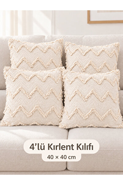 BTF HOME Zigzag Desenli Şönil Jakarlı Dokuma Dekoratif Kırlent Minder Kılıfı ...
