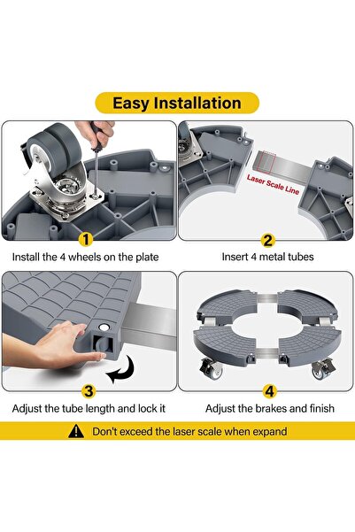 WELDUN Set de 2 suporturi mobile reglabile pentru ghivece de flori, diametru 40-54 cm, capacitate 200 kg, 4 roți duble pivotante la 360 de grade cu frână, impermeabile, pentru interior și exterior, accesorii de montaj, gri