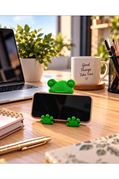 3DBALO Kurbağa Figürlü Telefon Tutacağı Telefon Standı Dekorasyon Masaüstü Aksesuar