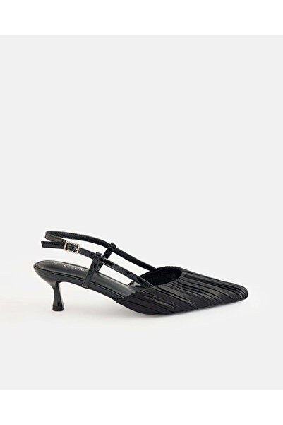 REDTAG Women Black Pleated Slingback Heels
