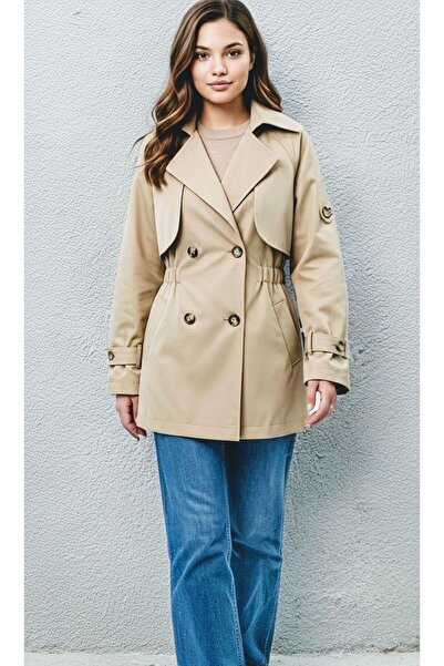 NURSİDA Trench Coat Is a Stylish Jacket with an Elasticated Waist and a Lining.