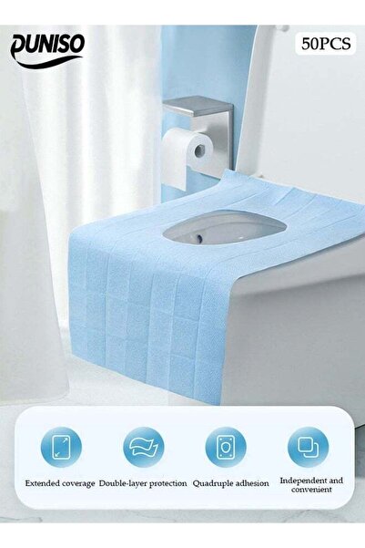 DUNISO 50 Pcs Disposable Toilet Seat Covers,Waterproof Restroom Pad,Double La...