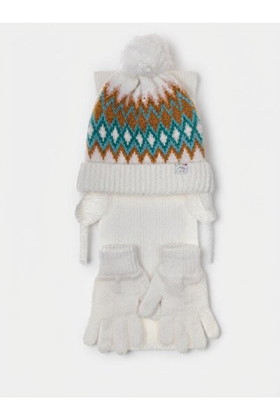 Fonem Fo 5204 Baclı 3-Piece Scarf Beanie Glove Set