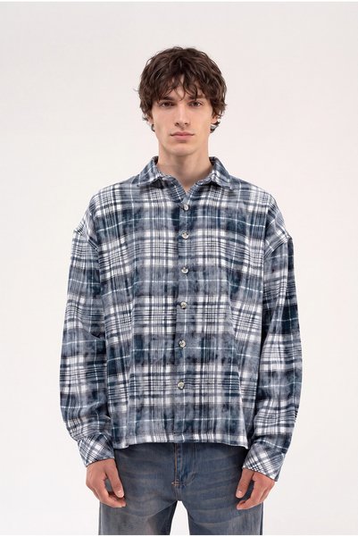 Machinist Men's Plaid Long Sleeve Oversize Shirt Teal
